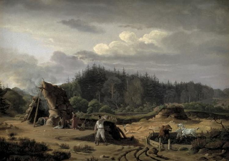 Fritz Petzholdt A Bog with Peat Cutters. Hosterkob, Sealand